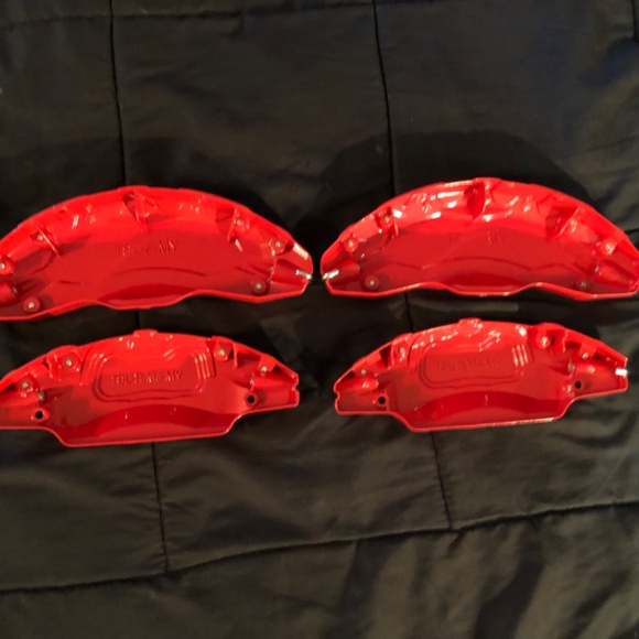 New Tesla Set of 4 Red Brake Caliper Covers front & back - Picture 7 of 11